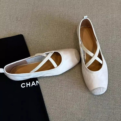 Damen Ballerinas Bequem Elegantes Kreuzband