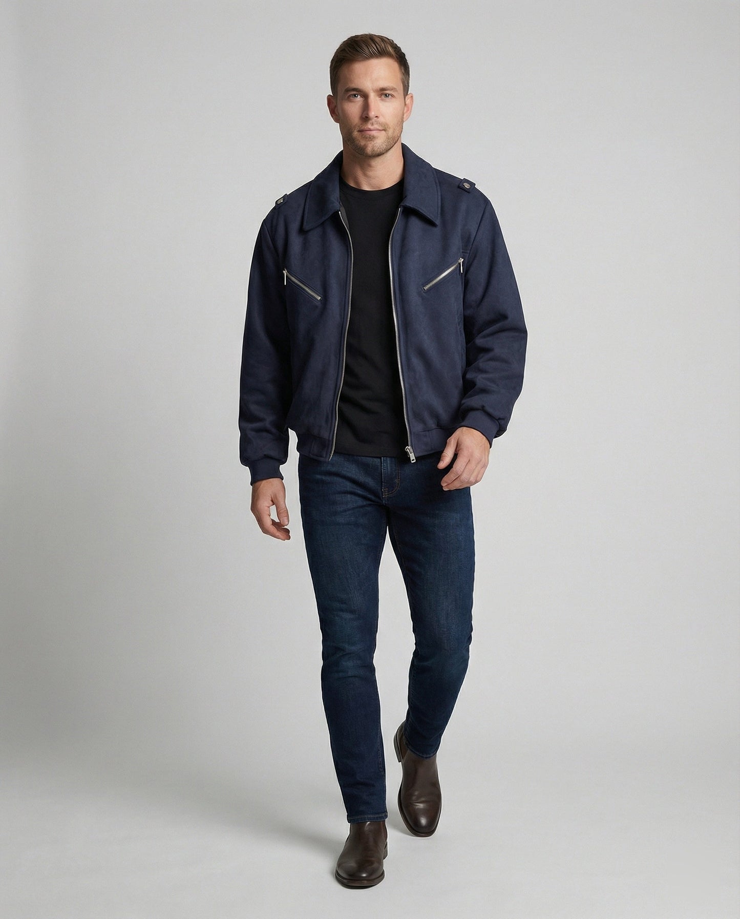 Multifunktionsjacke Herren Doppelreißverschluss Freizeitjacke Modern