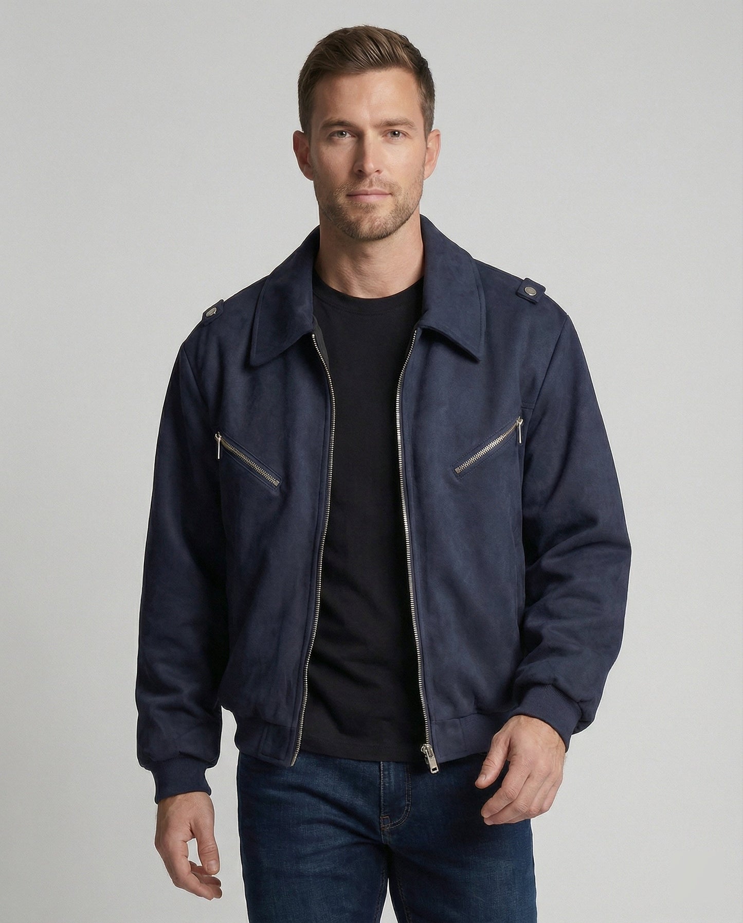 Multifunktionsjacke Herren Doppelreißverschluss Freizeitjacke Modern - BerlinGlamour