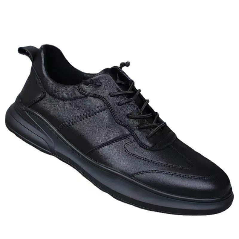 Herren Leder Sneaker Komfortabel Schwarz Mode