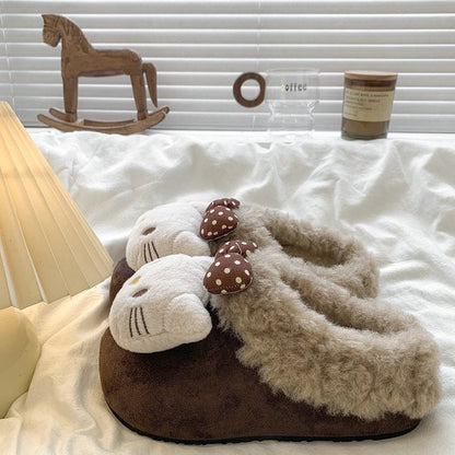 Damen Plüschpantoffeln Weich mit Tiermotiv Warm
