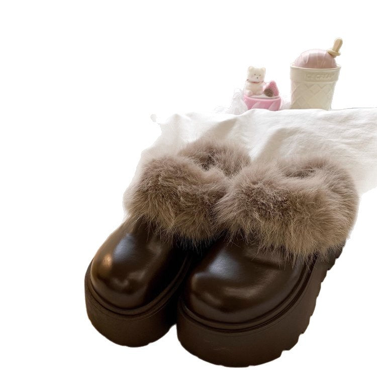 Damen Clogs Weich Flauschig mit Kunstfell Winter