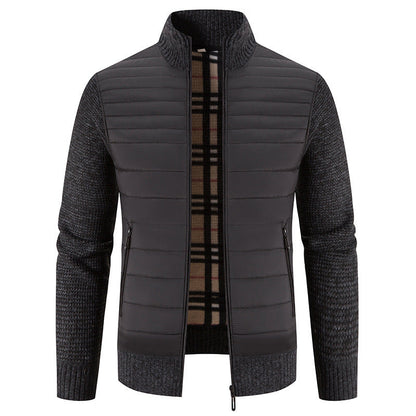 Herren Hybridjacke Gesteppt Strickärmel Modern