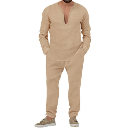 Herren Freizeitanzug Modern mit Henley-Ausschnitt und Jogginghose Bequem