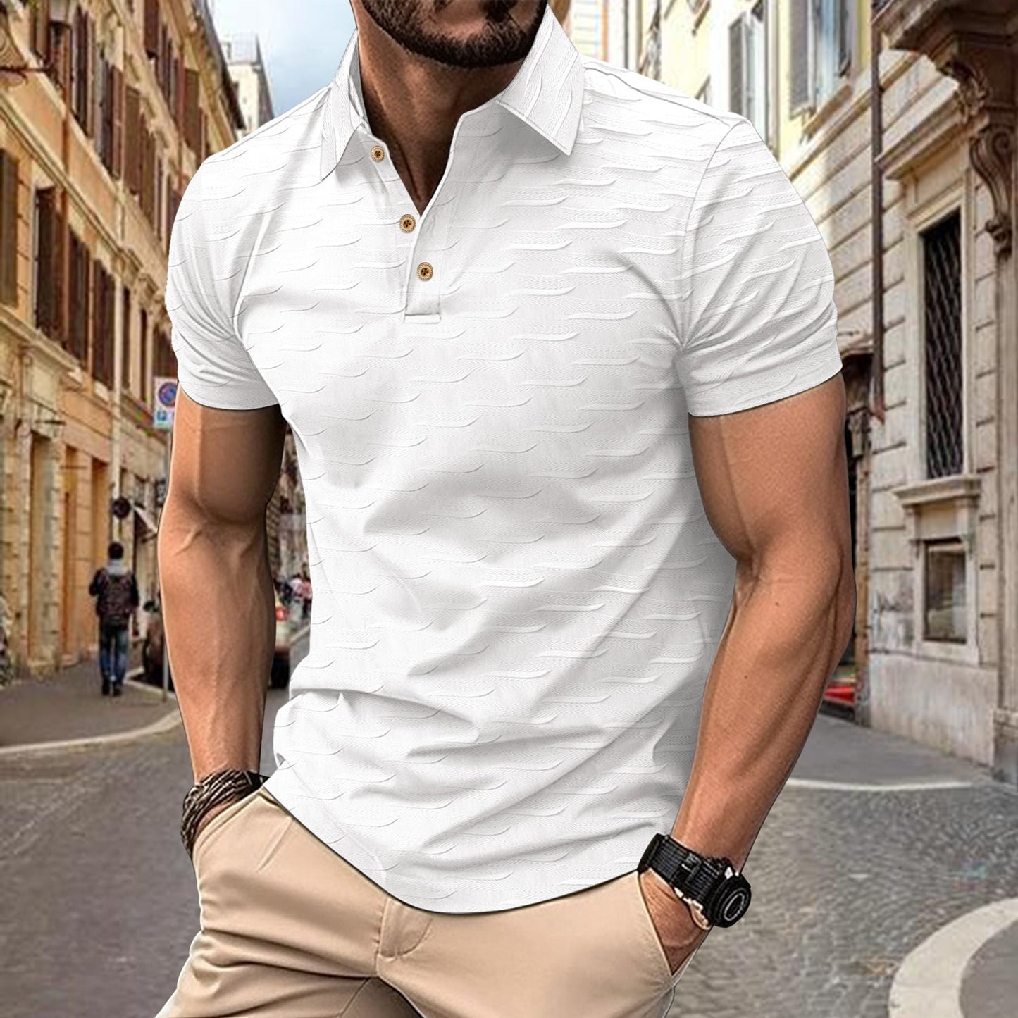 Herren Poloshirt Modern mit Struktur Optik