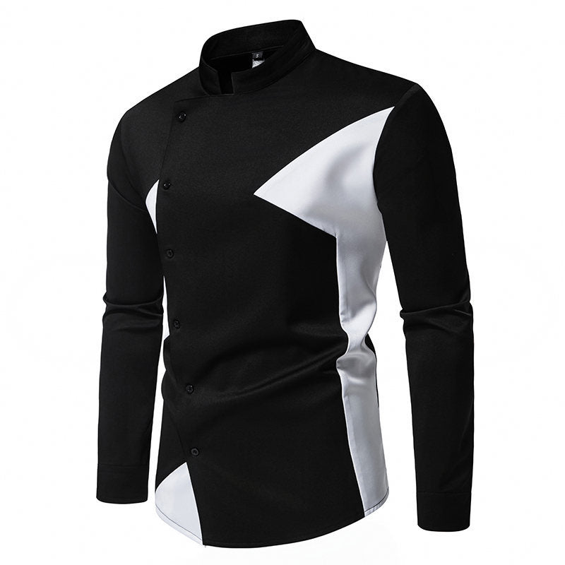 Herren Hemd Asymmetrisch Farbblock Modern Designer