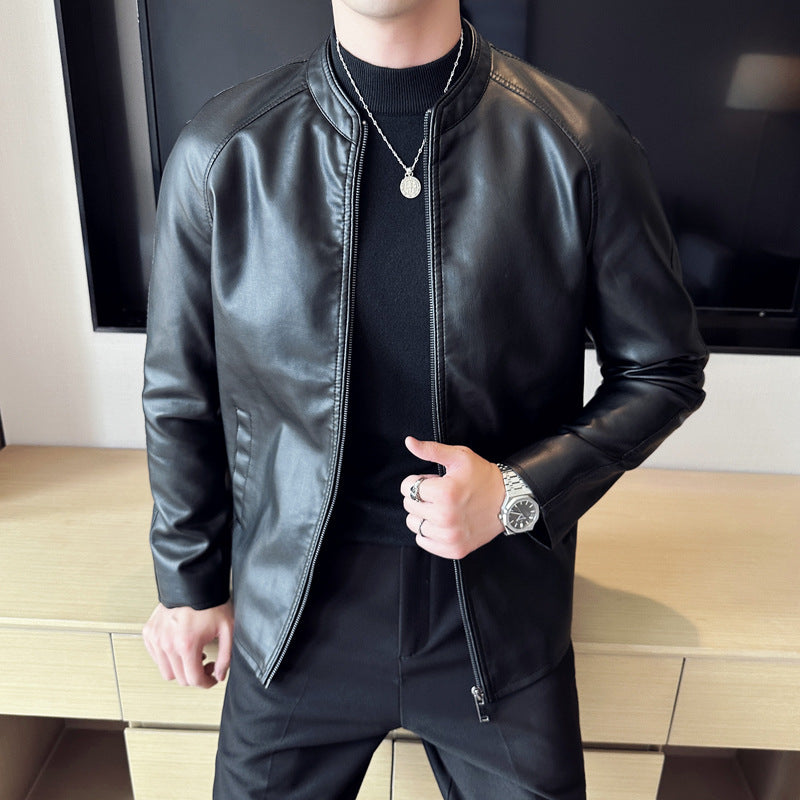 Herren Lederjacke Slim Fit Modern mit Taschen - BerlinGlamour