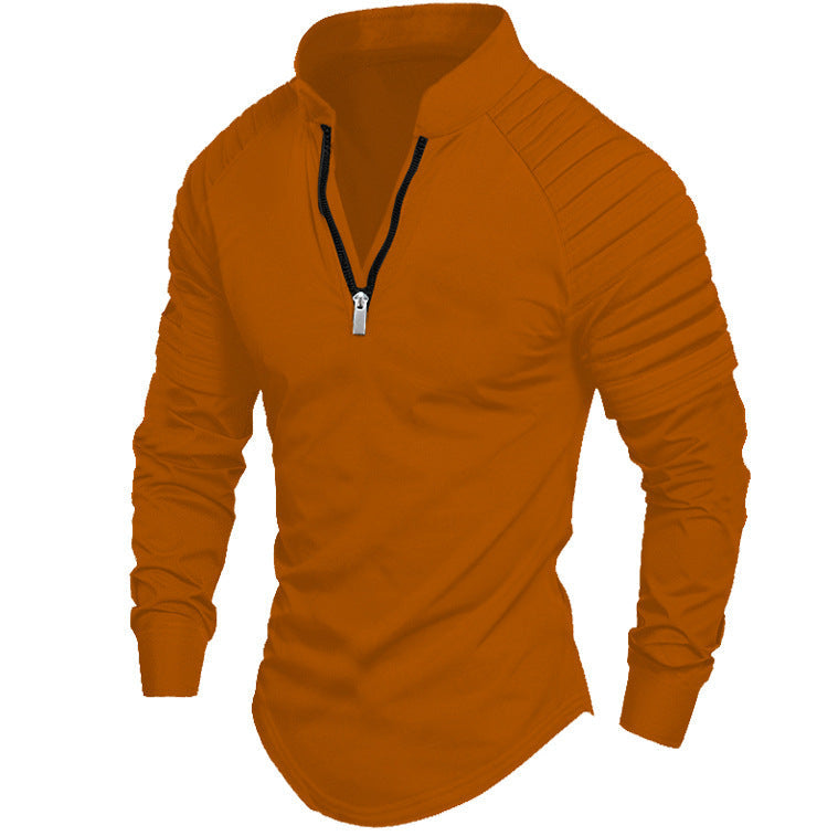 Herren Langarmshirt Sportlich Mit Hochem Kragen