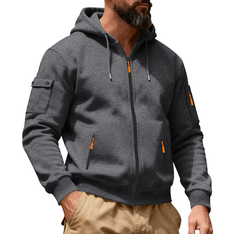 Herren Hoodie Sportlich mit Reißverschlusstaschen Modern