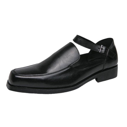 Damen Lederschuhe Elegantes Design Schnallenverschluss Schwarz