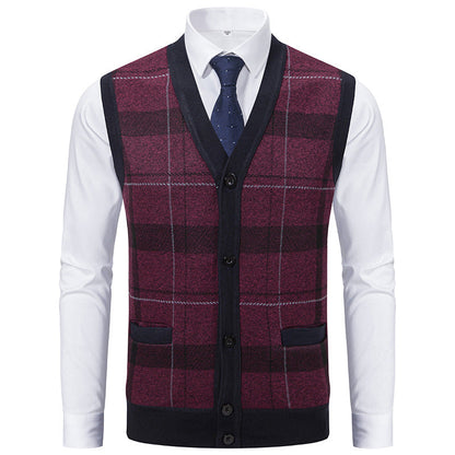 Herren Strickjacke Modern Karomuster Elegante Schale