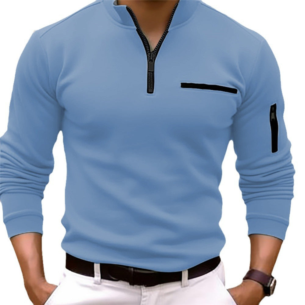 Herren Pullover Langarm Stehkragen Reißverschluss Modern