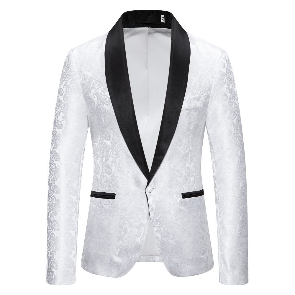 Herren Smoking Blazer Elegant mit Paisley Muster Schwarz