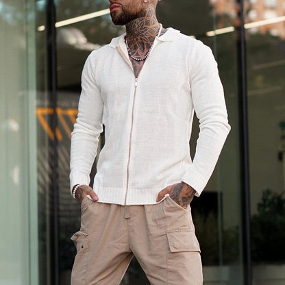 Herren Strickpulli Lässig Reißverschluss Kaschmirlook