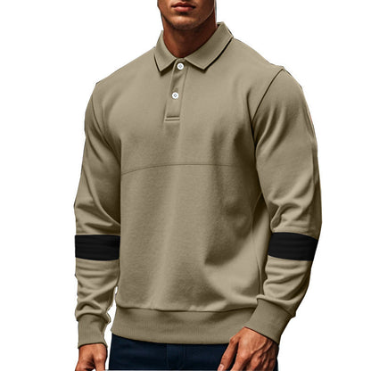 Herren Poloshirt Modern mit Kontrastärmeln Stehkragen