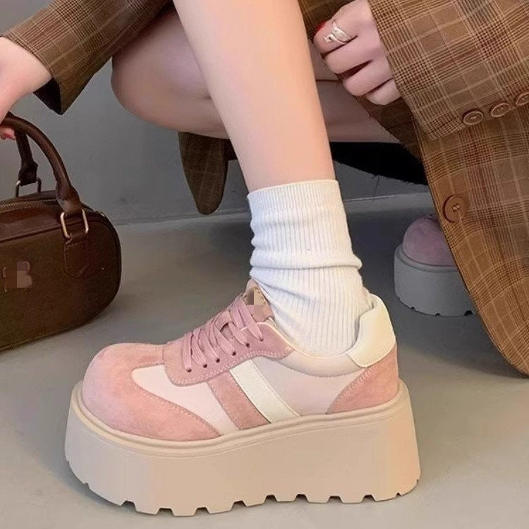 Damen Plattform Sneaker Hoch Veloursleder Bequem