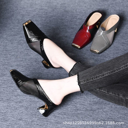 Damen Mules Blockabsatz Schuhe Modisch Heidi Stil - BerlinGlamour