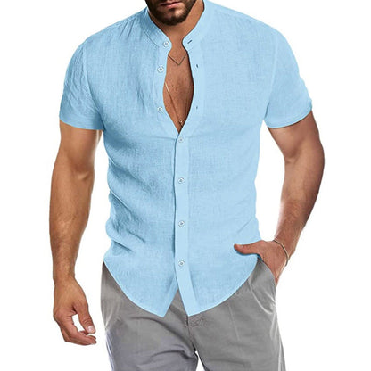 Herren Hemd Kurzarm Elegant Stehkragen Berlin Style