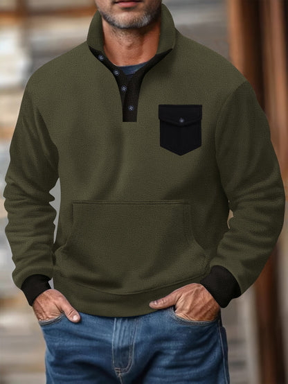 Herren Kapuzenpullover Modern mit Kragen und Tasche