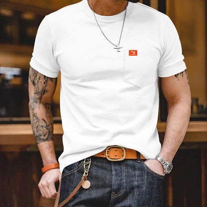 Herren T-Shirt Kurzarm Baumwolle mit Brusttasche klassisch