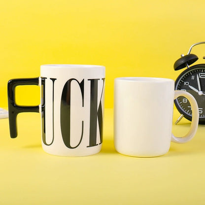 Keramiktasse mit lustigem Spruch Schwarz