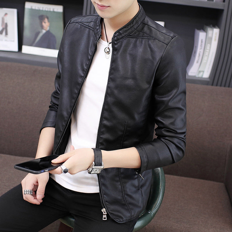 Herren Lederjacke Modern Slim Fit Schwarz
