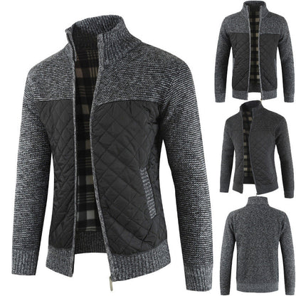 Herren Steppjacke Strickdetails Winterwarm Modisch