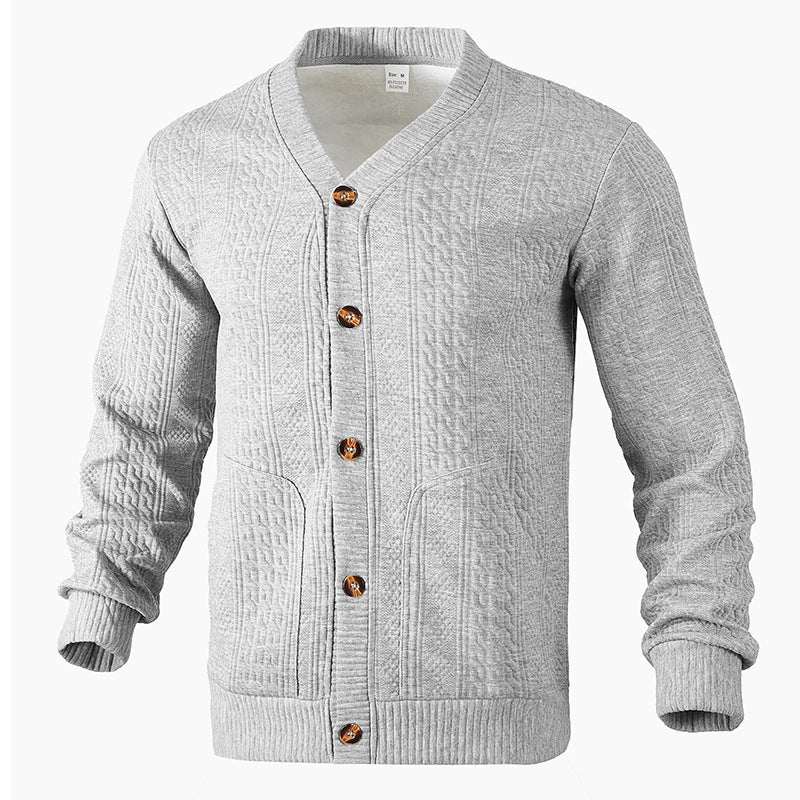 Herren Strickjacke Zopfmuster mit Taschen Modern Elegant