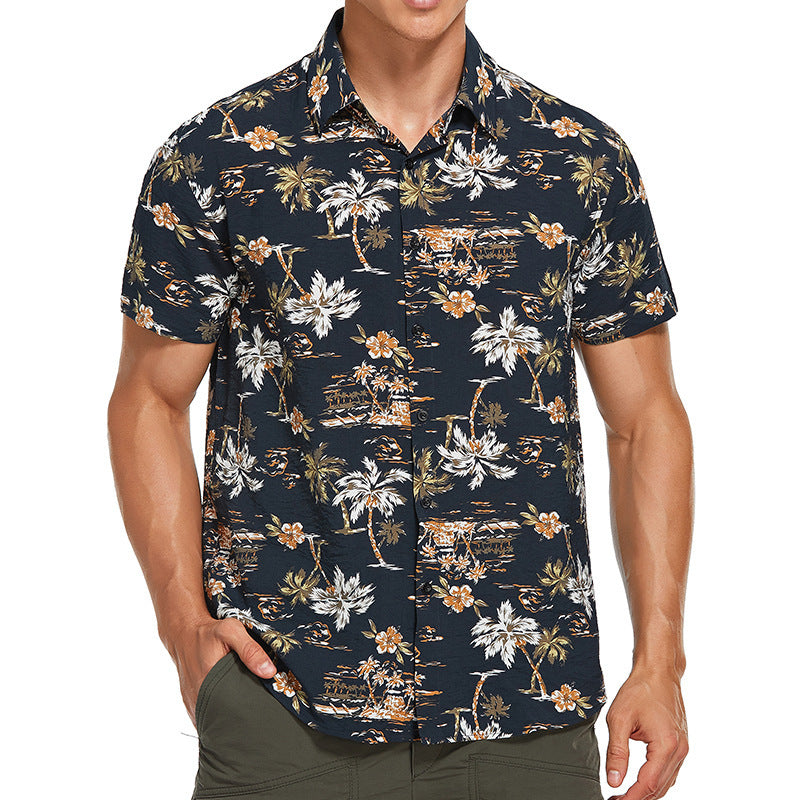 Herren Hemd Kurzarm Blumenmuster Modern - BerlinGlamour