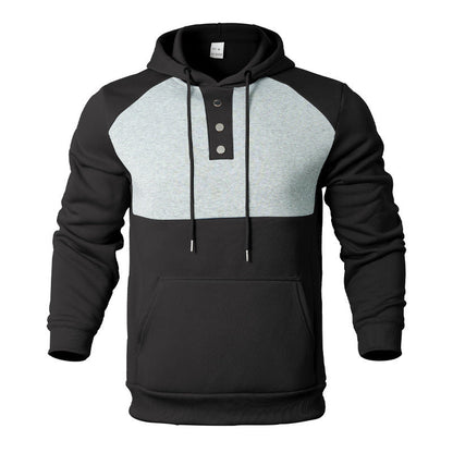 Herren Kapuzenpullover Modern mit Knöpfen Grau