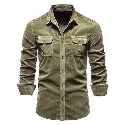 Herren Langarmhemd Slim Fit mit Brusttasche Modern