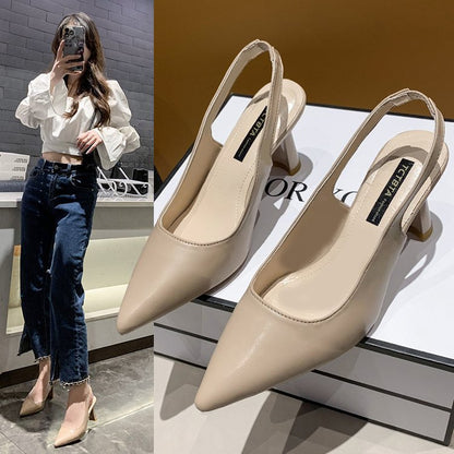 Damen Sling Pumps Hochhackig Luxus Leder