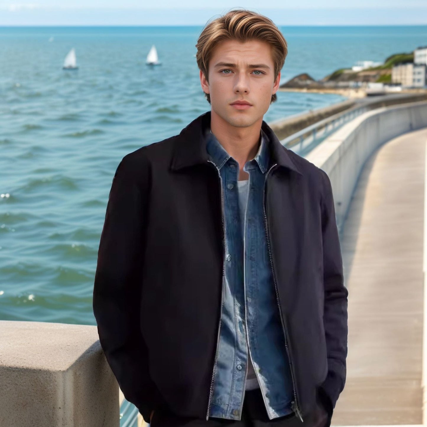 Herren Übergangsjacke Sportlich Reißverschluss Taschen Modern