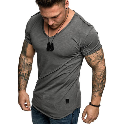 Herren T-Shirt V-Ausschnitt Hochwertig Strukturiert