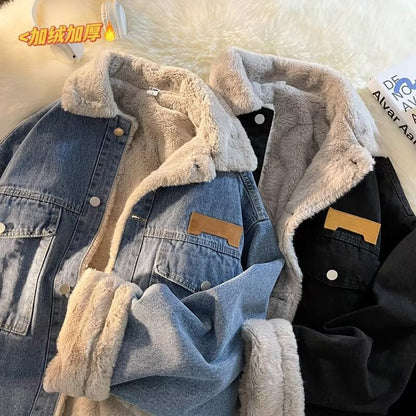 Damen Denimjacke Gefüttert Mit Kragen Und Taschen