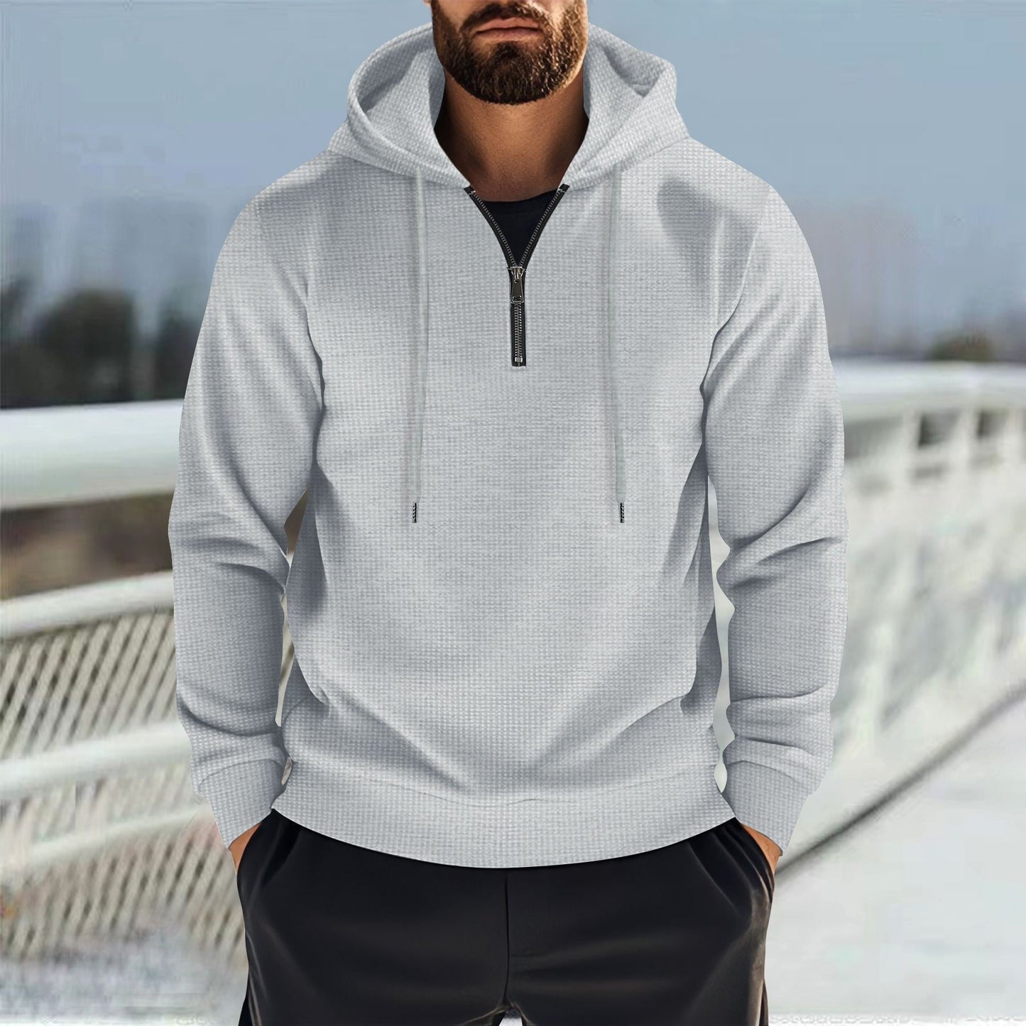 Herren Kapuzenpullover Sportlich Kurz Reißverschluss