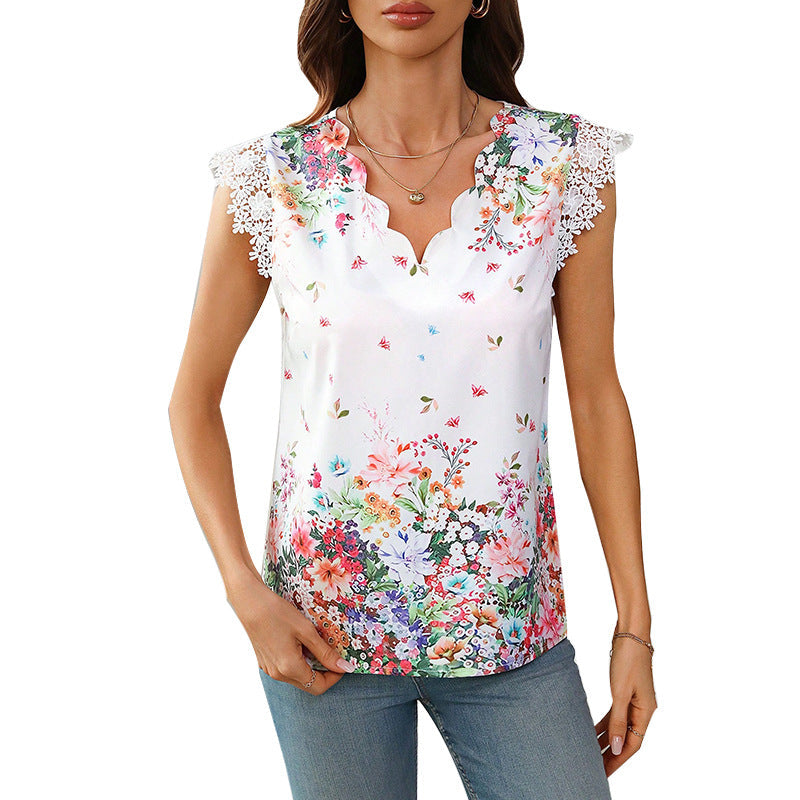 Damen Bluse Spitze Floral Elegant