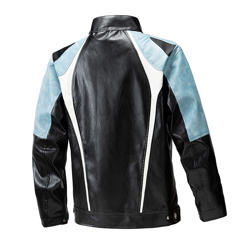 Herren Leder-Motorradjacke Sportlich Ergonomisch Sicherheit