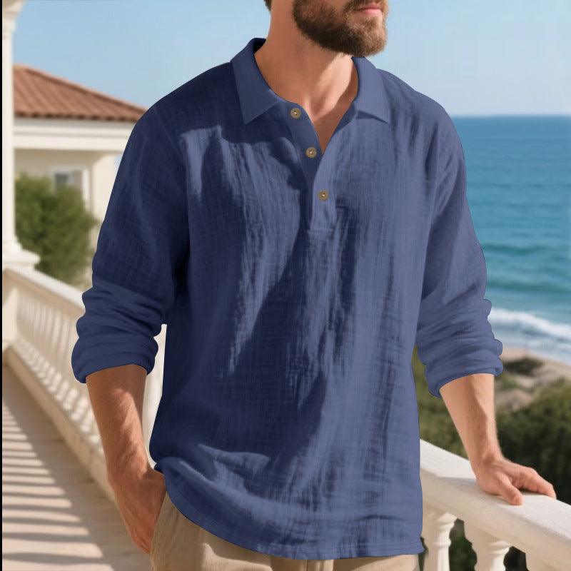 Herren Langarmhemd Modern mit Knöpfen und Texturstoff
