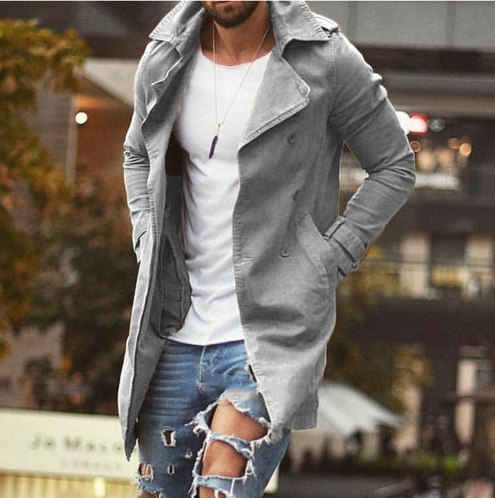 Herren Trenchcoat Lässig Modern mit Doppelknopfleiste