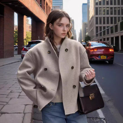 Damen Kurzjacke Modern Strukturiert Rundsaum