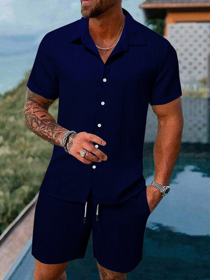 Herren Kurzarm Set Sportlich Modern Struktur
