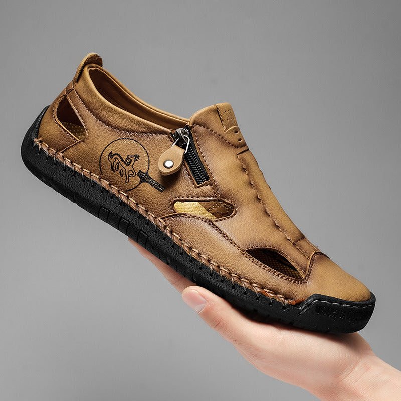 Leder Schuhe Herren Bequem atmungsaktiv Reißverschluss - BerlinGlamour