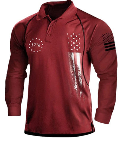 Herren Poloshirt Langarm Patriotisch Berlin Style