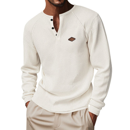 Herren Langarmshirt Baumwollmix Strukturiert Modern