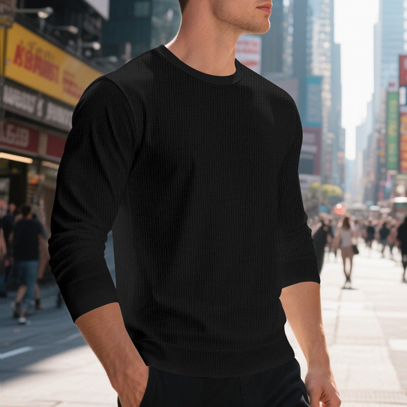 Herren Sweatshirt Modern Rundhals elastisch Schwarz