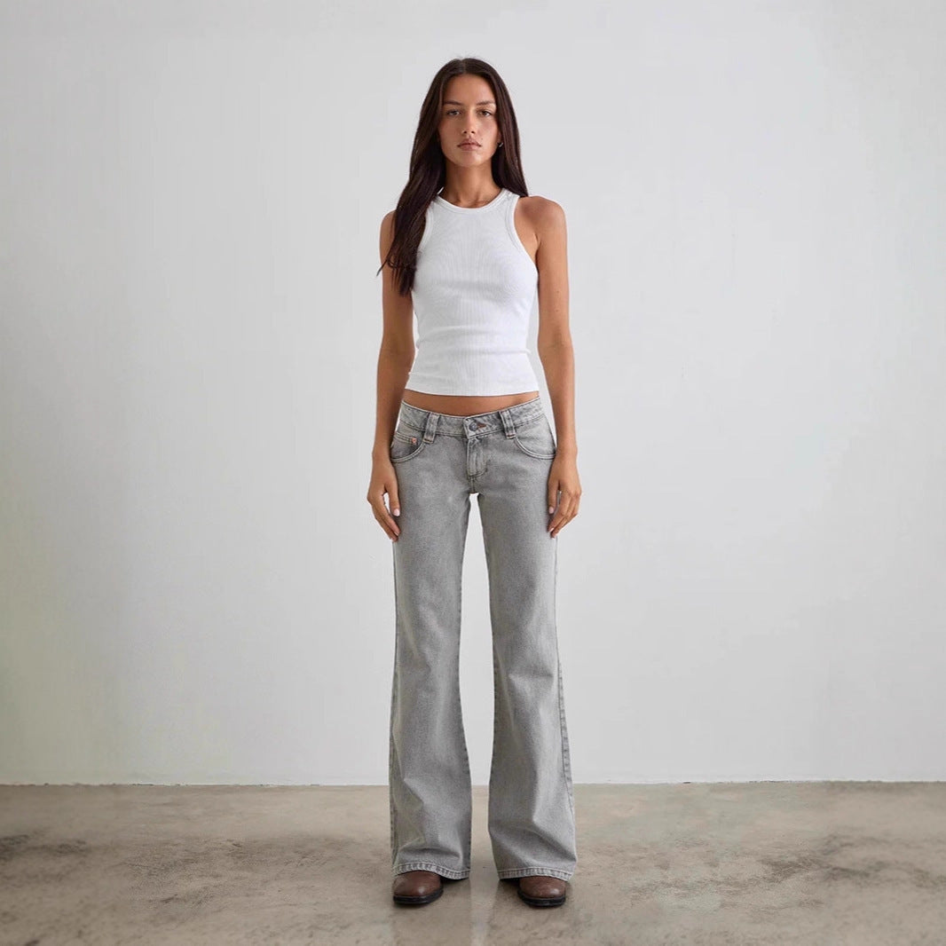 Damen Schlagjeans Hochwerder mit Weitem Bein