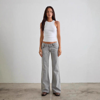 Damen Schlagjeans Hochwerder mit Weitem Bein