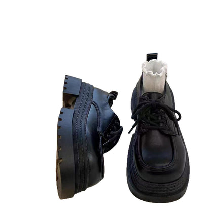 Damen Plattform-Schnürschuhe Hoch Modisch Dickes Sohle