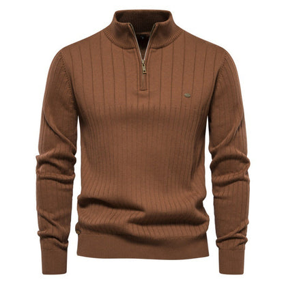 Herren Pullover Halbzipper Rippstruktur Modern